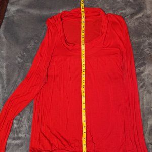Women's Dress Blouse, low slope neck , bright red